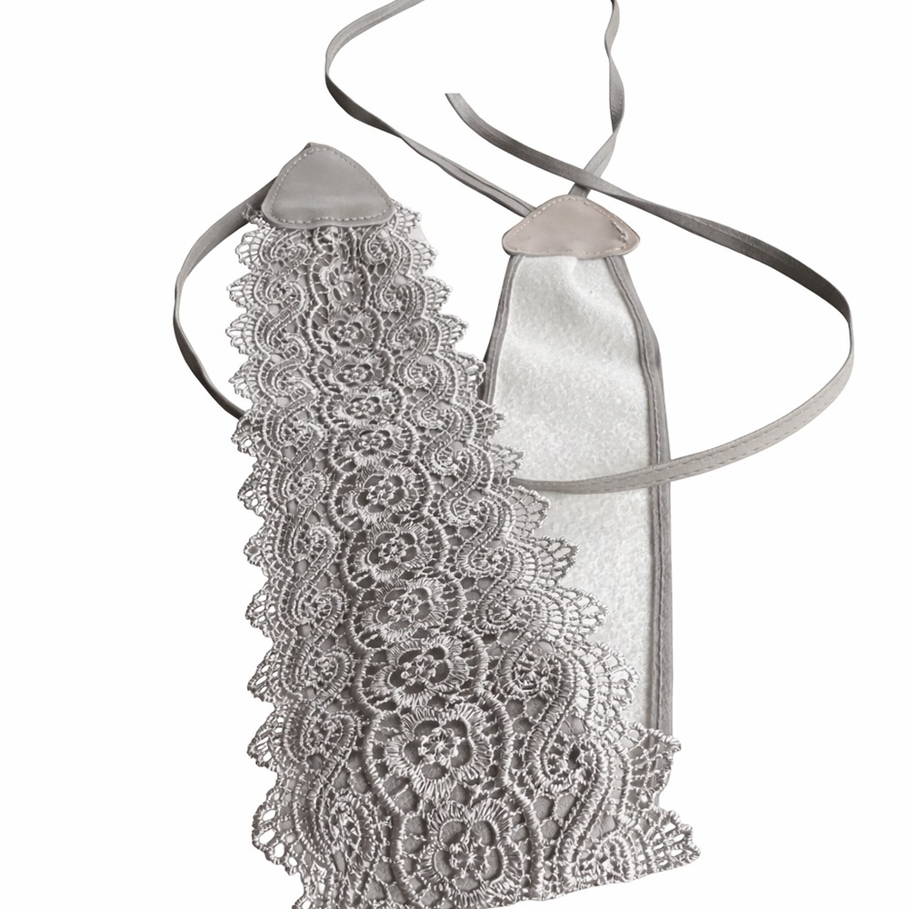 Boho Lace Tie Belt Taupe Floral Waist Belt Adjustable Bohemian